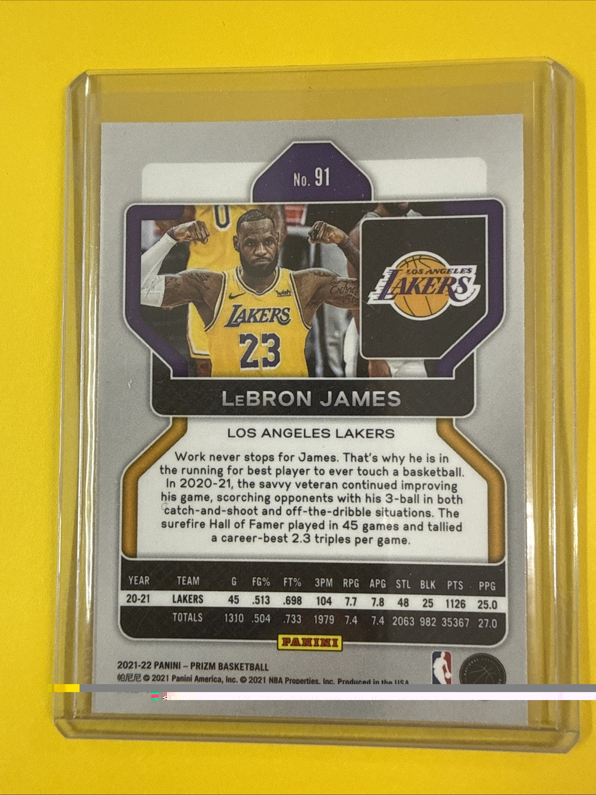 LeBron James 2021/22 Panini Prizm Chrome Card - back