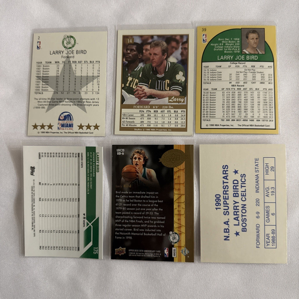 Larry Bird 6 Basketball Cards - back