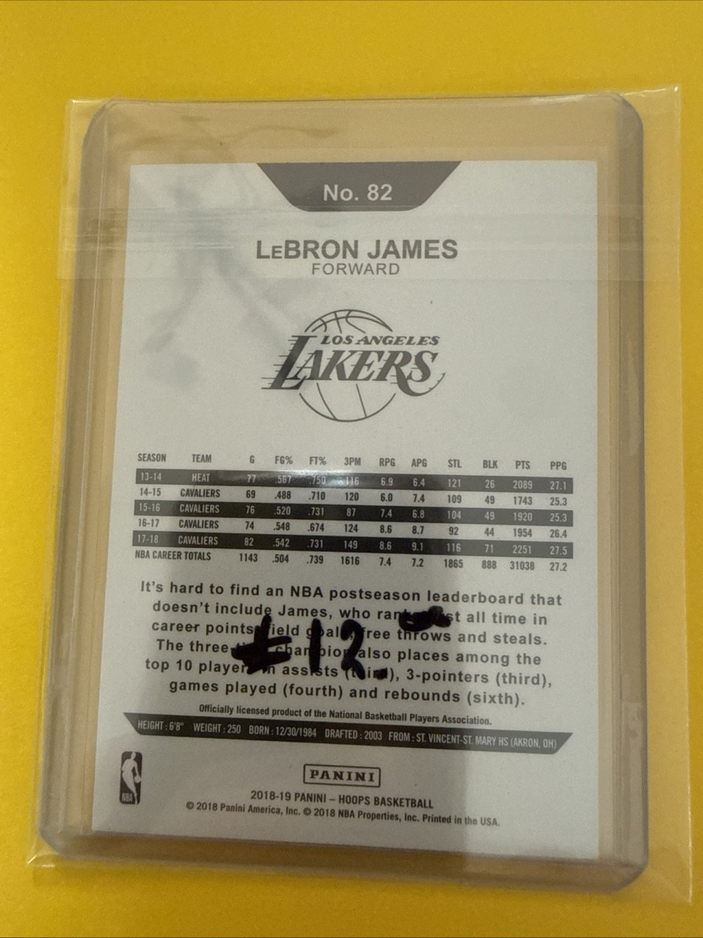 LeBron James 2018/19 Card - back