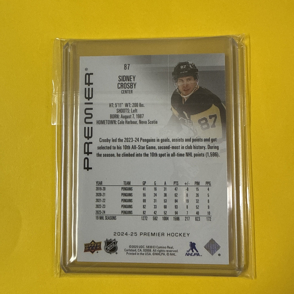 Sidney Crosby 2024/25 Premier Card Out of /299 - back