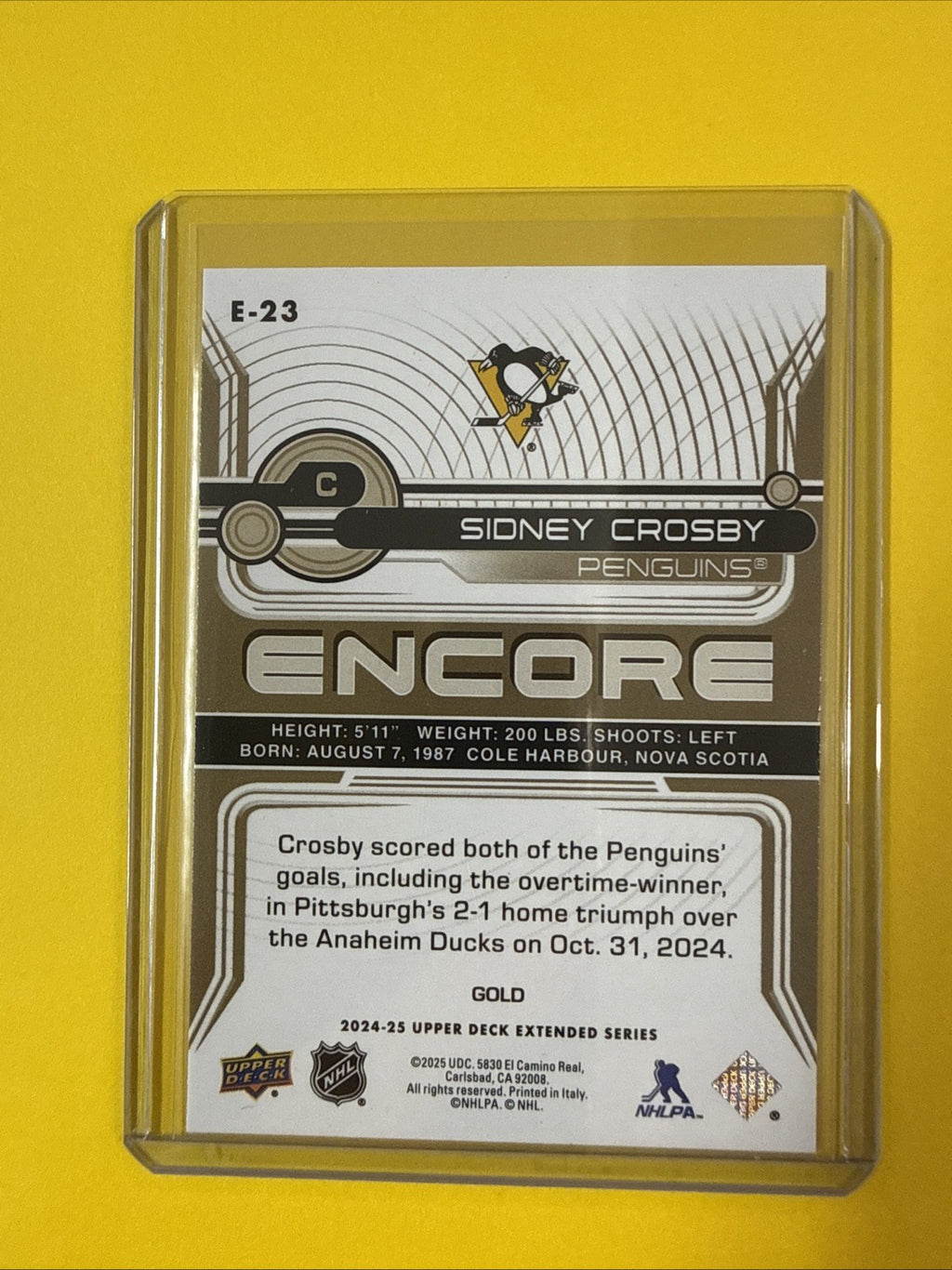 Sidney Crosby 2024 Cards - back