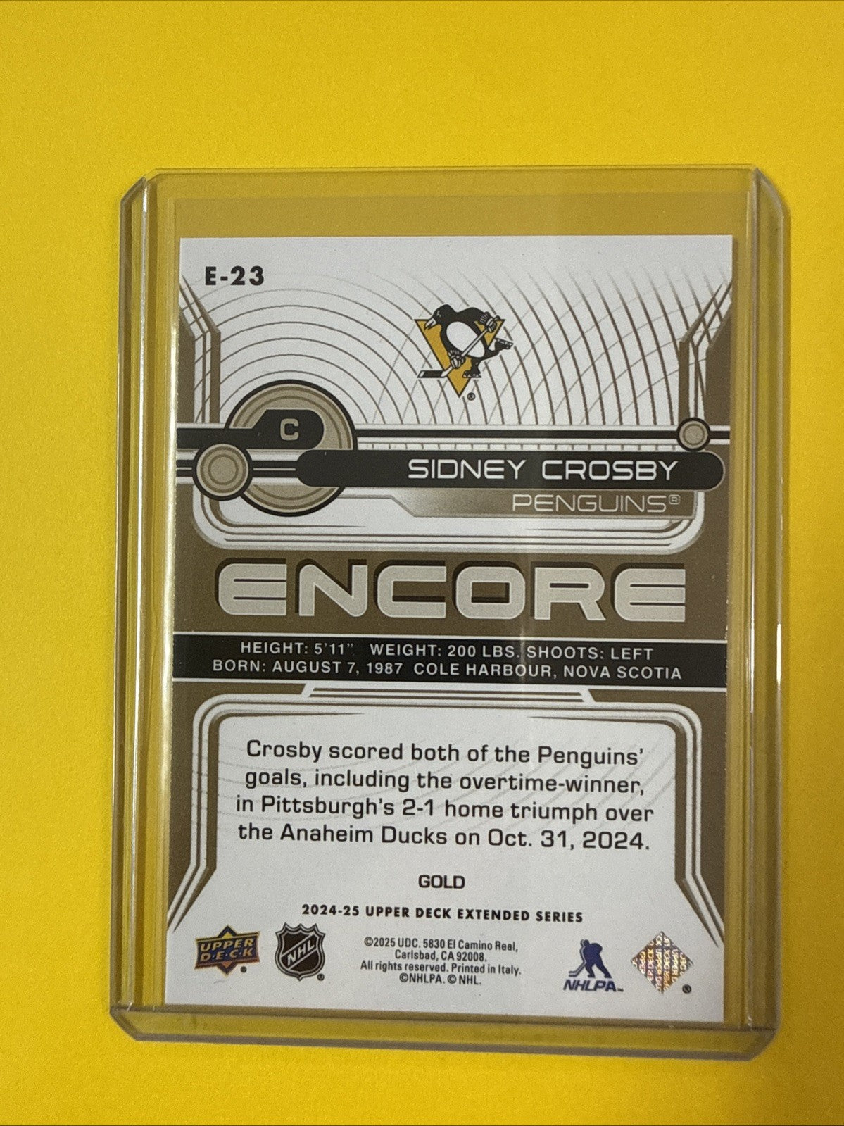 Sidney Crosby 2024 Cards - back