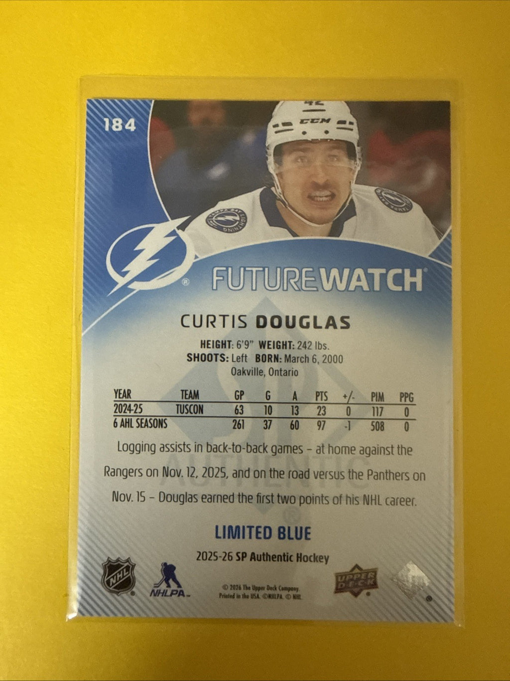 SP Authentic 2025/26 Future Watch Limited Blue Curtis Douglas 024/399 - back