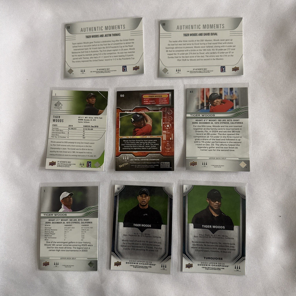 Tiger Woods 8 Golf Cards - back