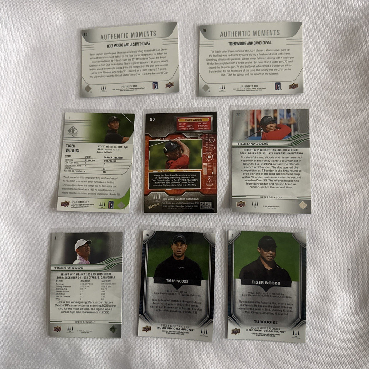 Tiger Woods 8 Golf Cards - back