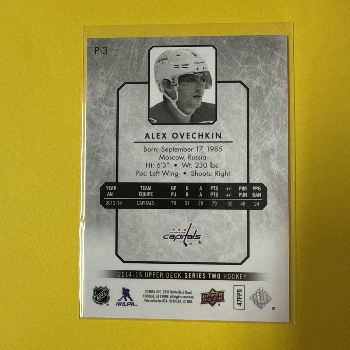 Alexander Ovechkin 2014 Card - back