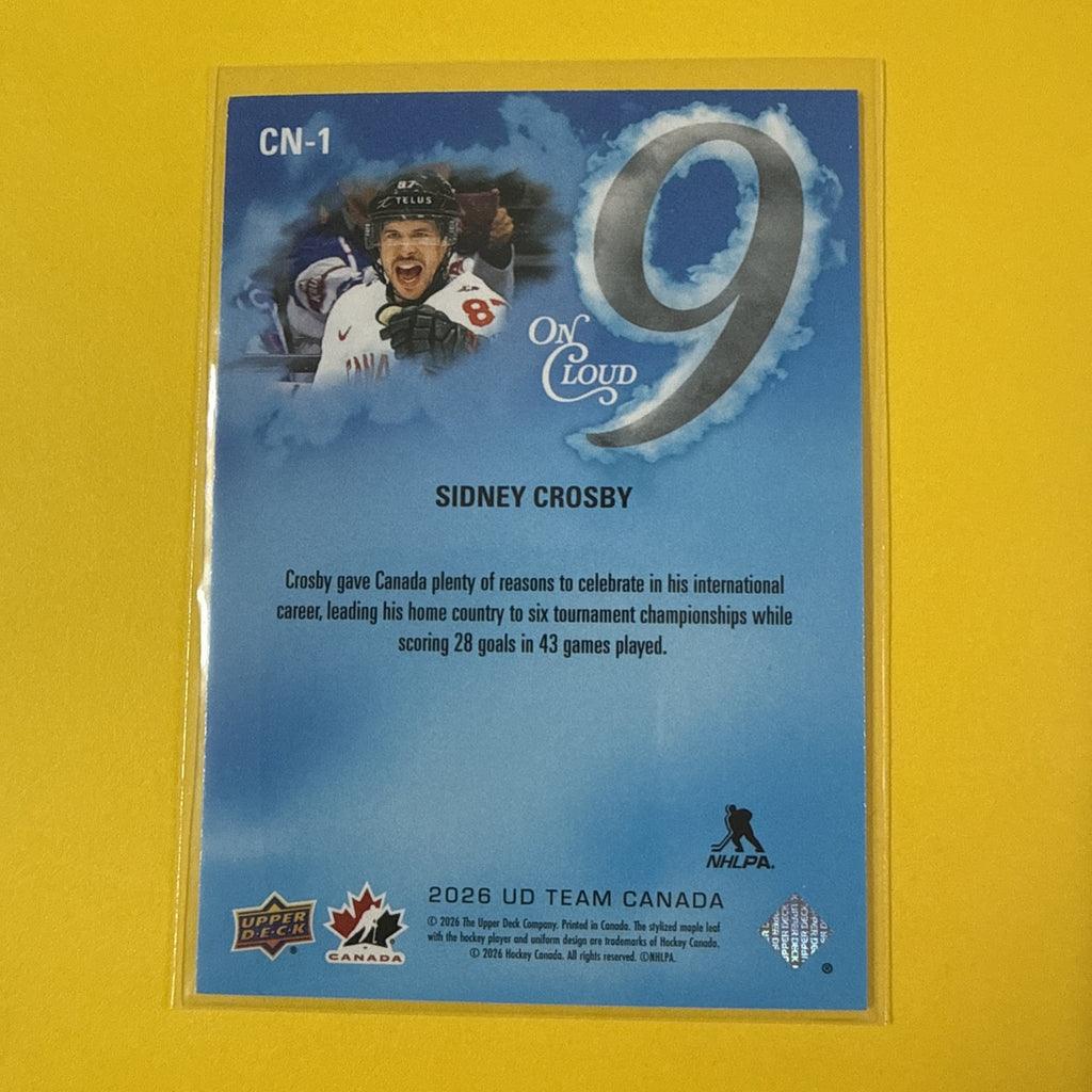 Sidney Crosby 2026 UD Team Canada on Cloud 9 Card - back