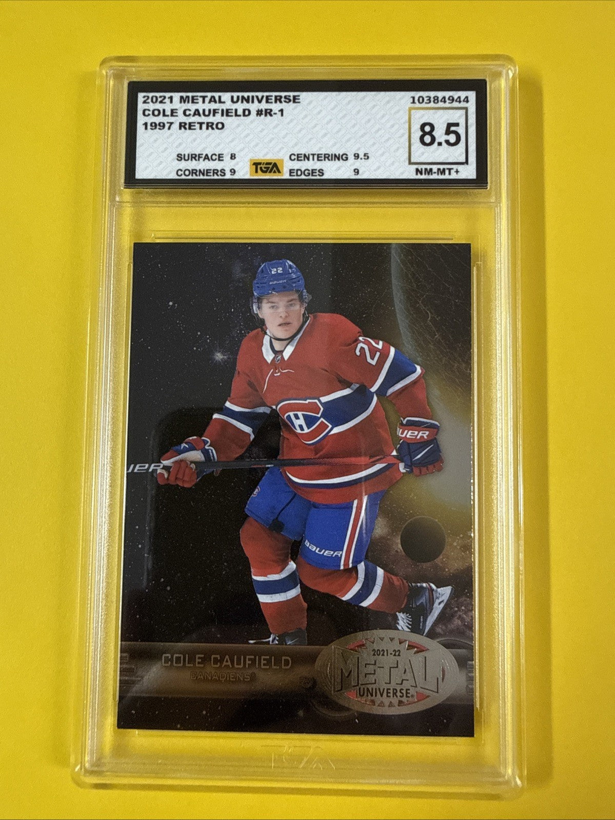 Cole Caufield 2021 Metal Universe Rookie Card Graded 8.5 - front