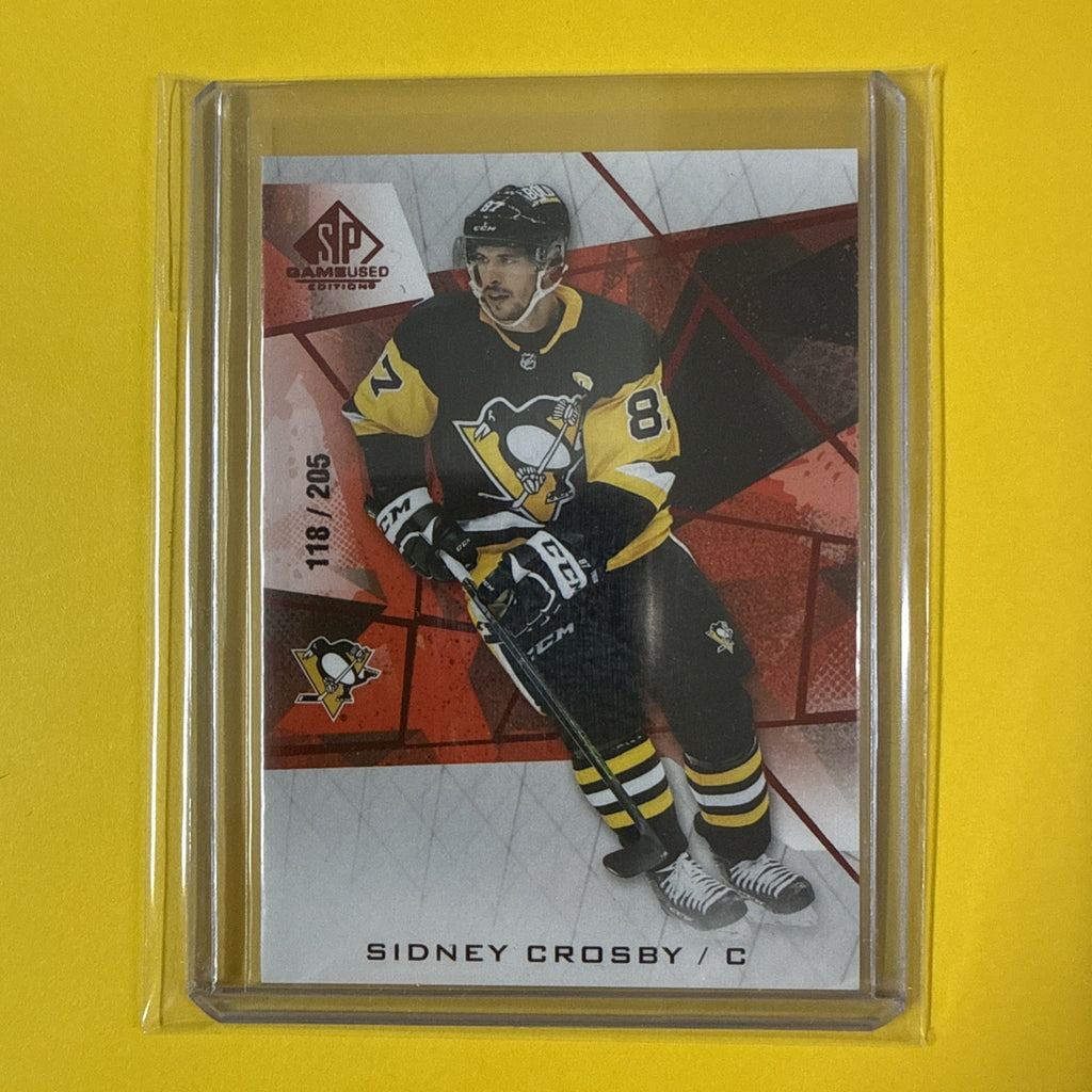 Sidney Crosby 2021/22 SP Game Used Red Card Out of /205 - front