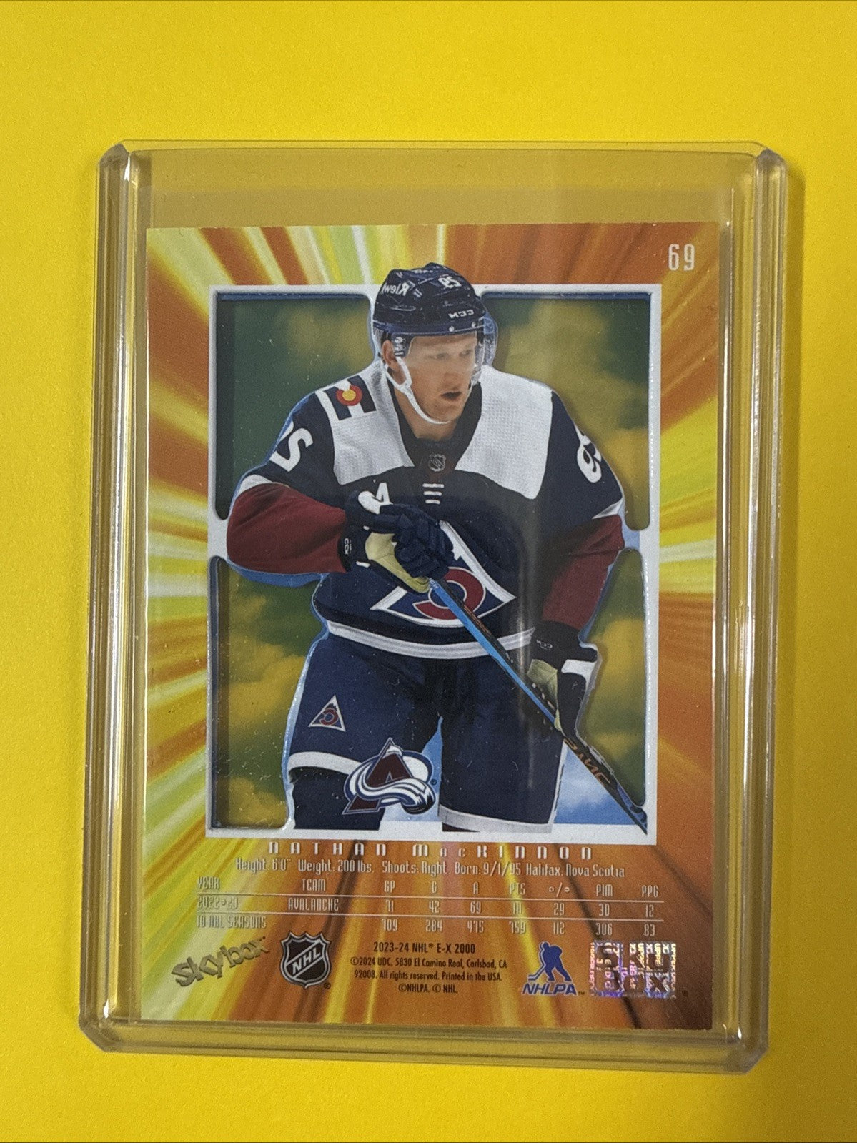 Nathan MacKinnon 2023/24 Skybox EX Card - back