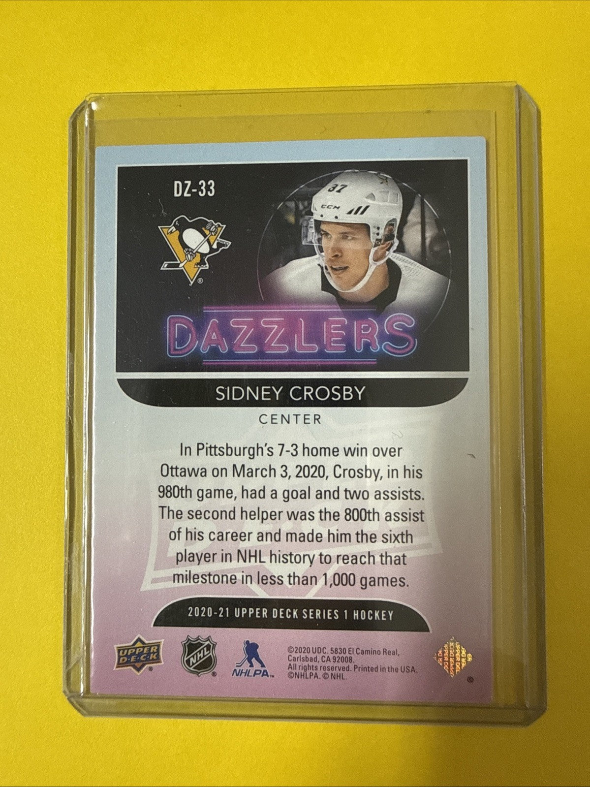 Sidney Crosby 2020/21 Cards - back
