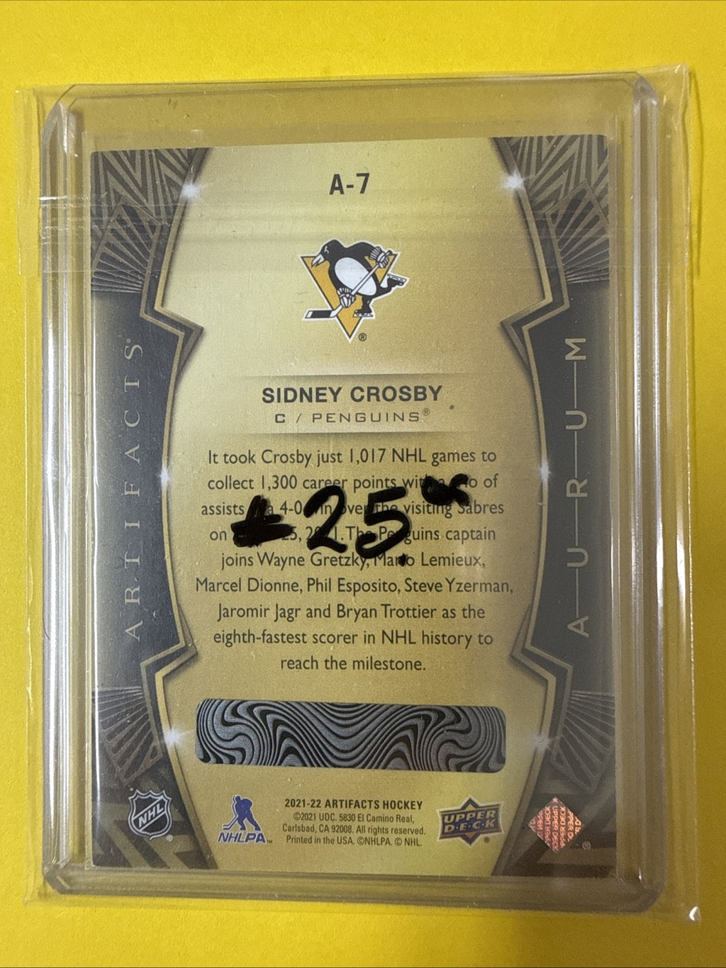 Sidney Crosby 2021/22 Cards - back