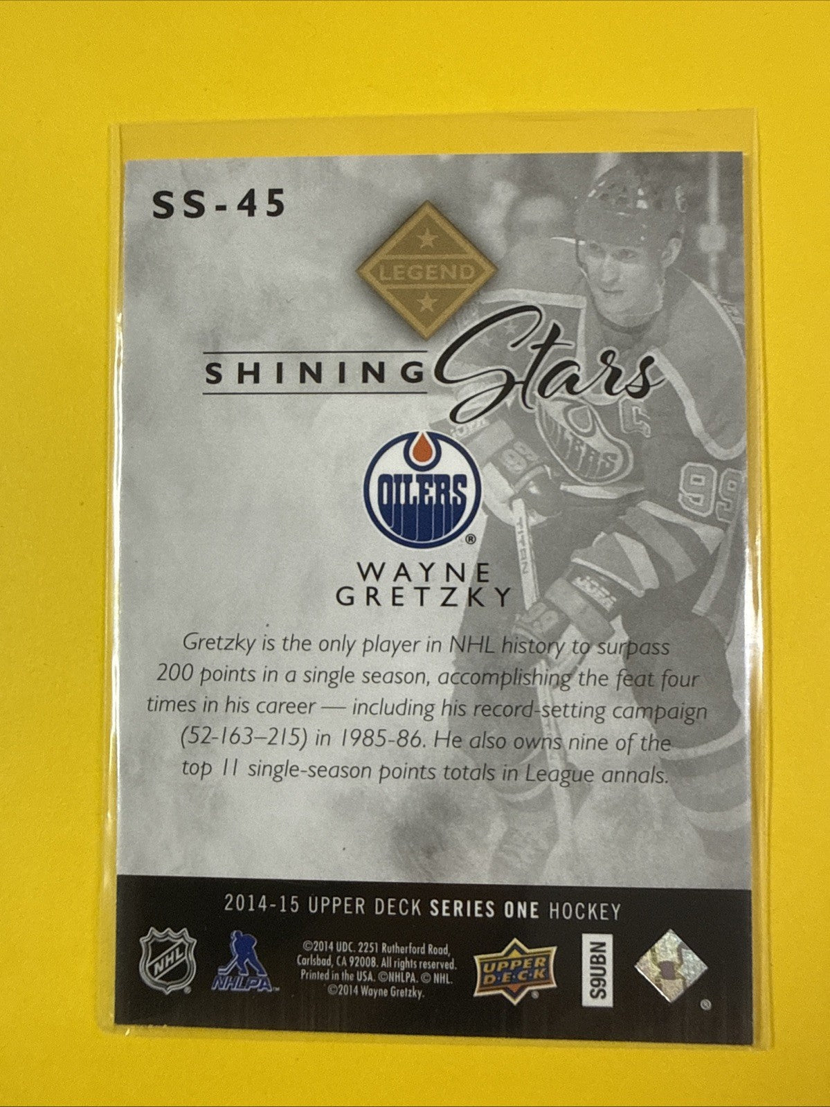 Wayne Gretzky 2014-15 UD Shining Stars Card - back