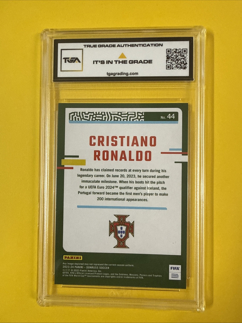 Cristiano Ronaldo 2023 Donruss Silver Foil Card Graded 8.5 - back