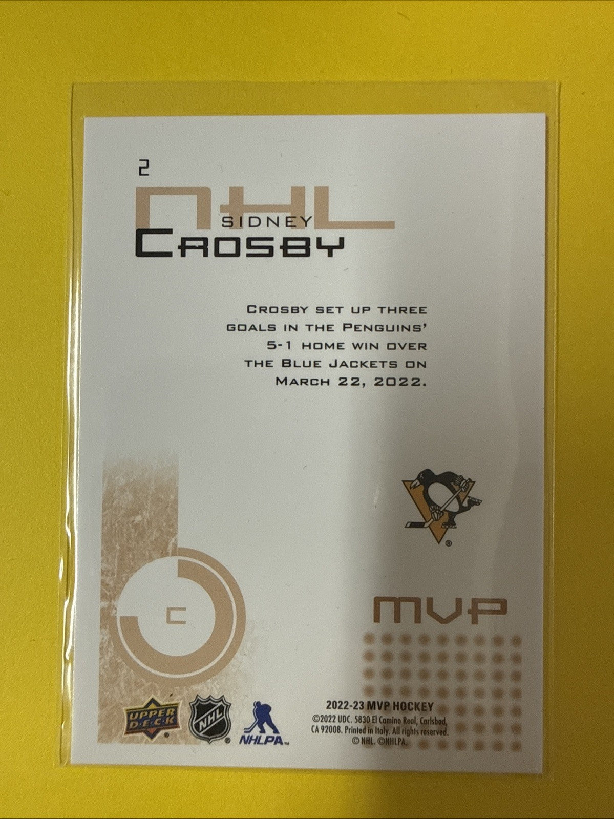 Sidney Crosby 2022/23 Cards - back