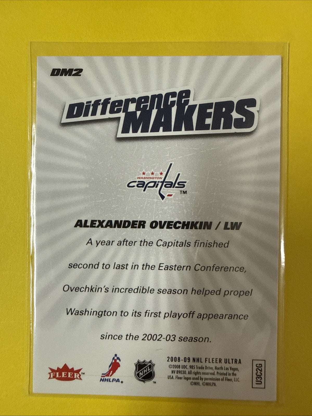 Alexander Ovechkin 2008 Card - back