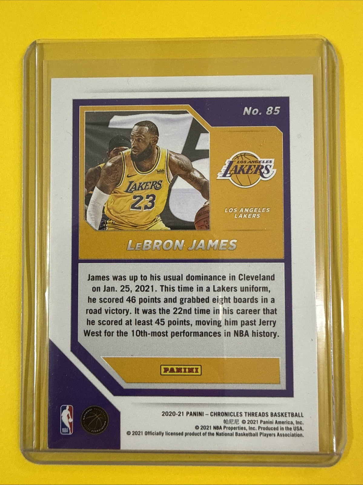 LeBron James 2020/21 NBA Card - back
