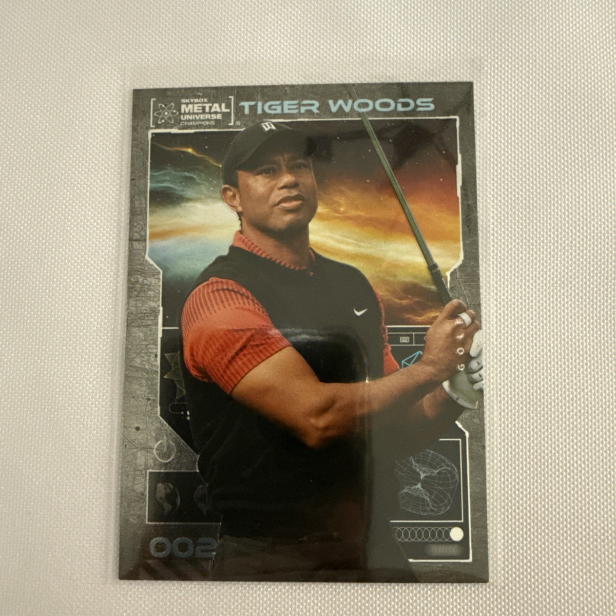 Tiger Woods 2021 Metal Universe Skybox Card - front