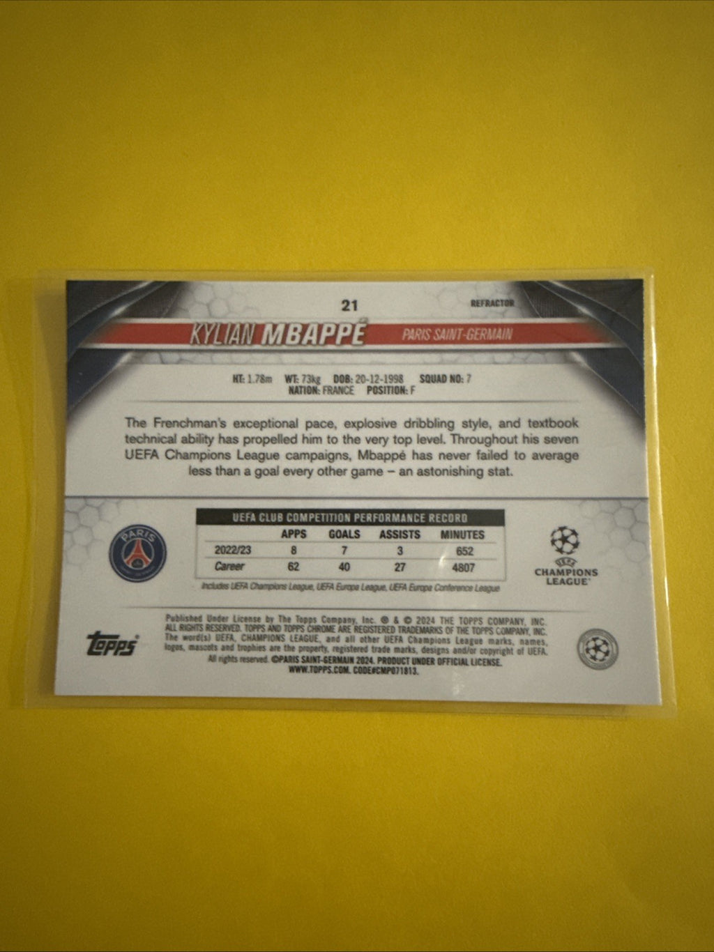 Kylian Mbappé 2024 Topps Chrome Soccer Card - photo 3