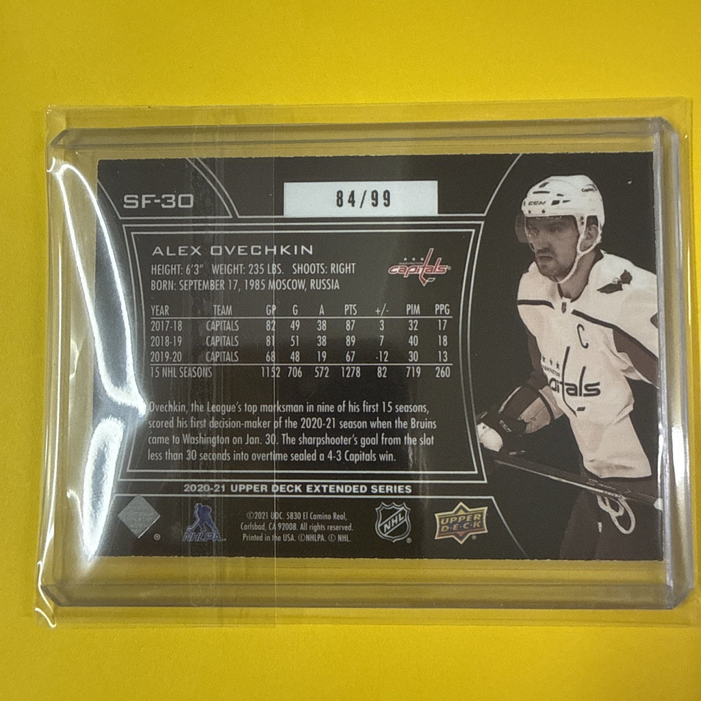Alex Ovechkin 2020/21 UD SPx Finite Card 84/99 - back