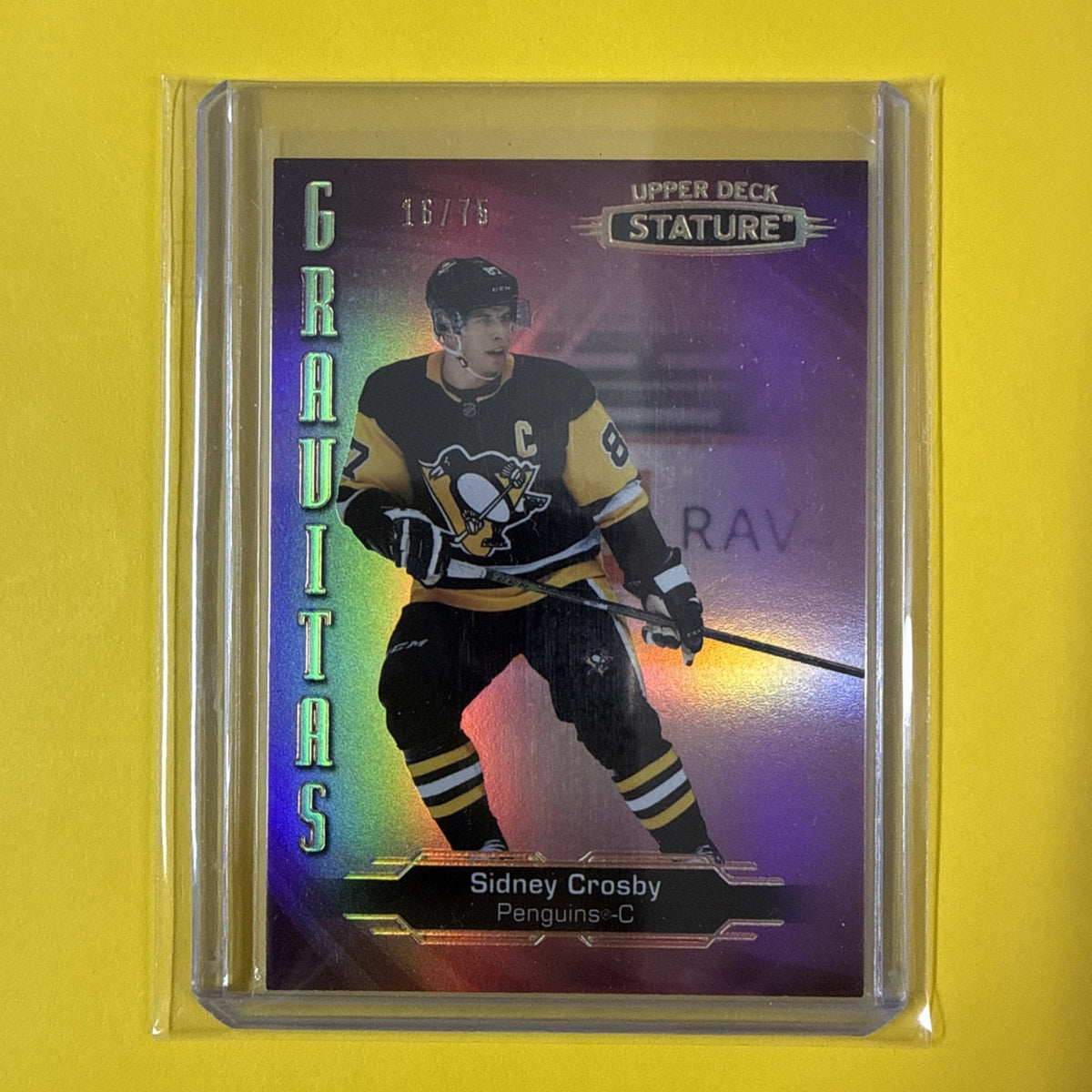 Sidney Crosby 2020/21 Stature Gravitas Card Out of /75 - front
