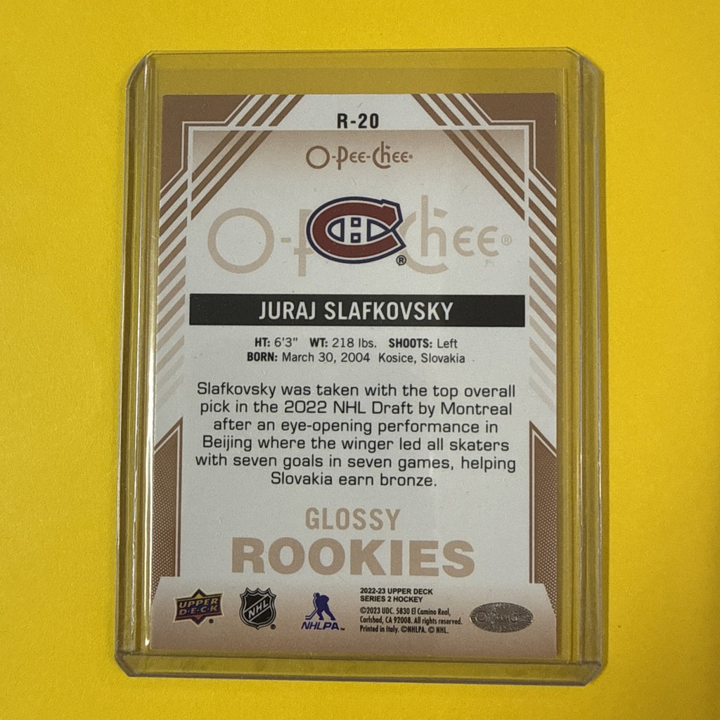 Juraj Slafkovsky 2022/23 Rookie Card O Pee Chee Glossy - back