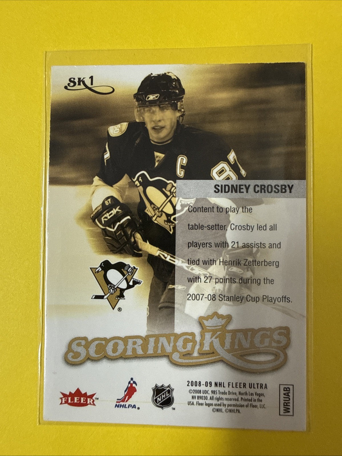 Sidney Crosby 2008/09 Cards - back