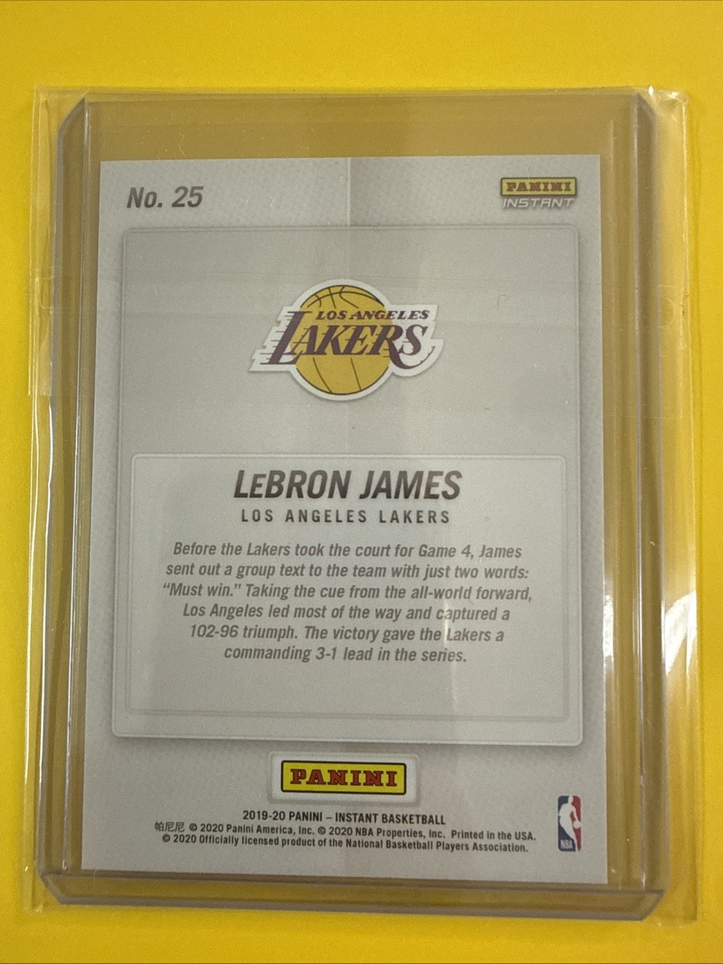 LeBron James 2019/20 Panini NBA Card - back
