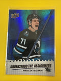 Macklin Celebrini 2025/26 UD Extended Series Understood the Assignment Card - front