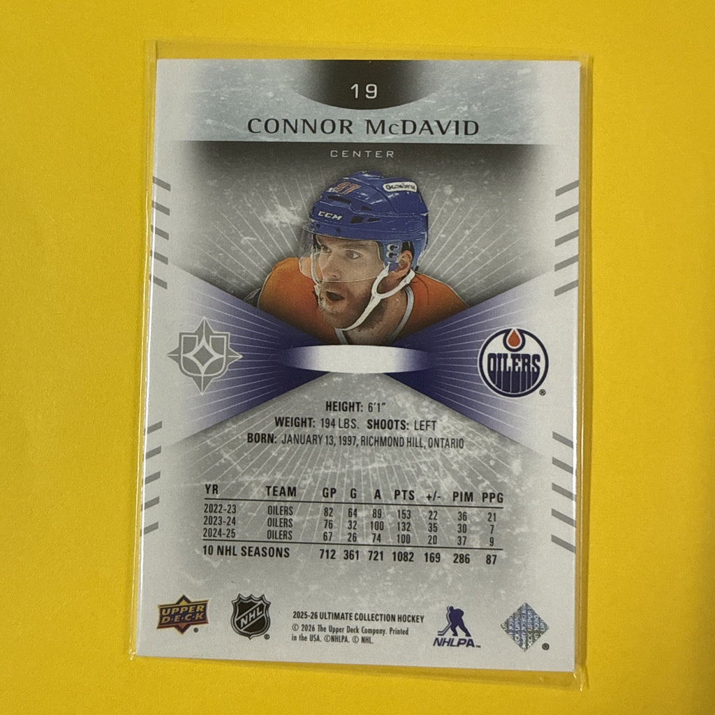 Ultimate Collection Hockey 2025/26 Connor McDavid Card /149 - back