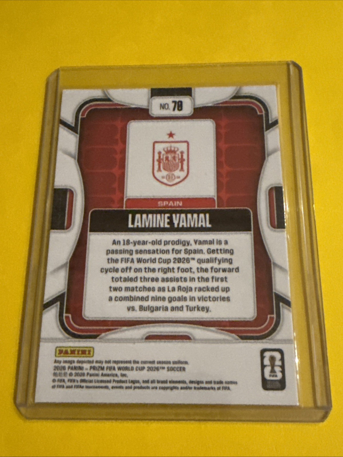 Panini 2026 Prizm Fifa World Cup #70Lamine Yamal Spain - back