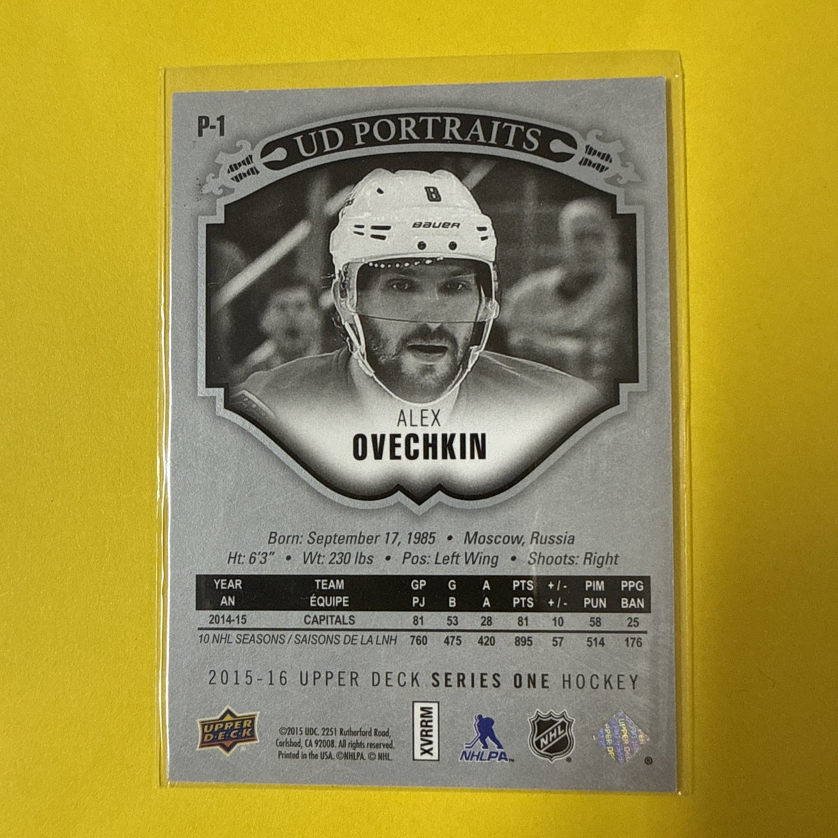 Alexander Ovechkin 2015 Card - back