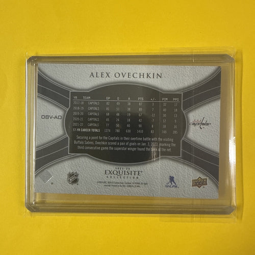 Alex Ovechkin 2022/23 Exquisite Collection Card Out of /299 - back