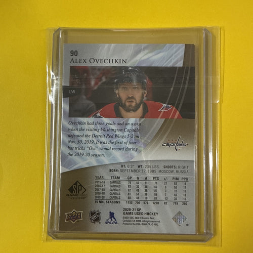 Alex Ovechkin 2020/21 SP Game Used Cards Out of /265 - back