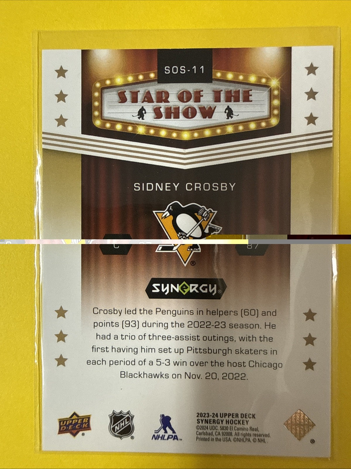 Sidney Crosby 2023/24 Cards - back