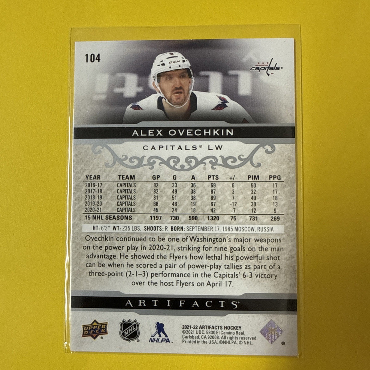 Alexander Ovechkin 2021 Card - back