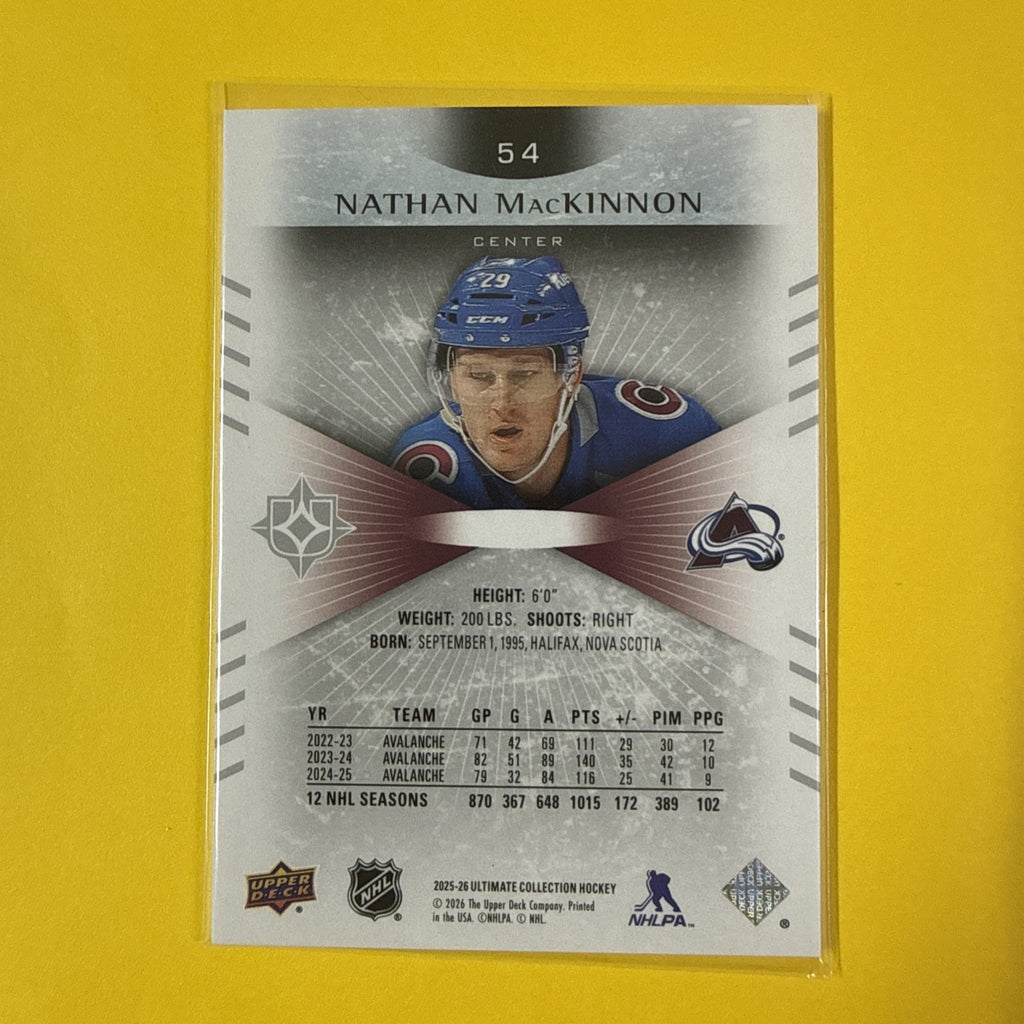 Ultimate Collection Hockey 2025/26 Nathan MacKinnon Card /149 - back
