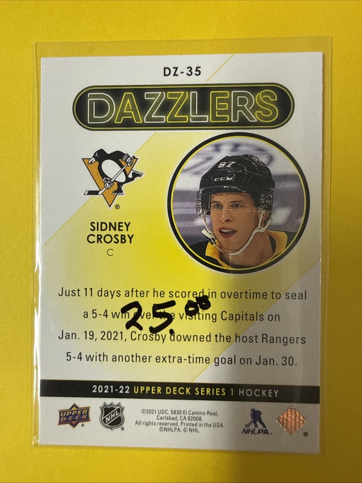 Sidney Crosby 2021/22 Cards - back