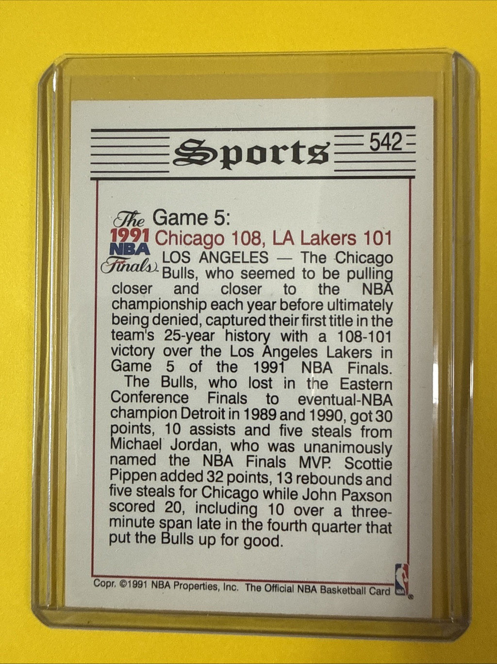 Michael Jordan 1991/92 NBA Hoops Card #542 - back