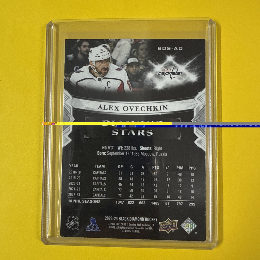 Alex Ovechkin 2023/24 Black Diamond Stars Card Out of /299 - back
