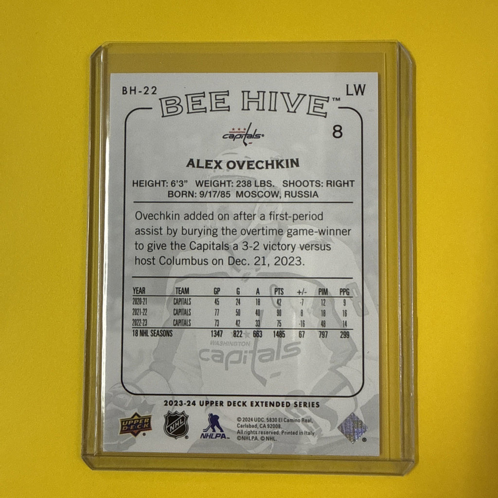 Alex Ovechkin 2023/24 UD Bee Hive Card - back