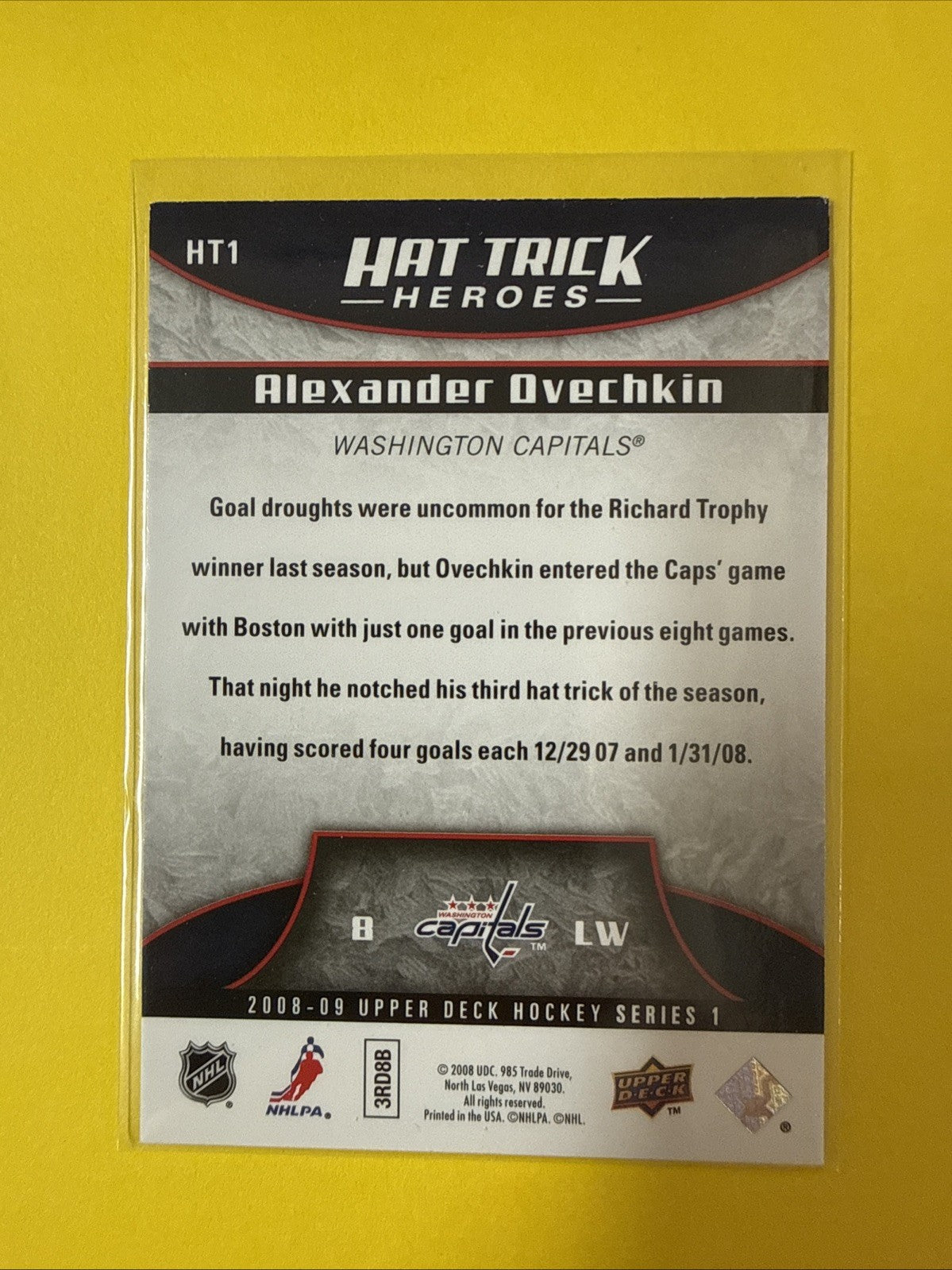 Alexander Ovechkin 2008 Card - back