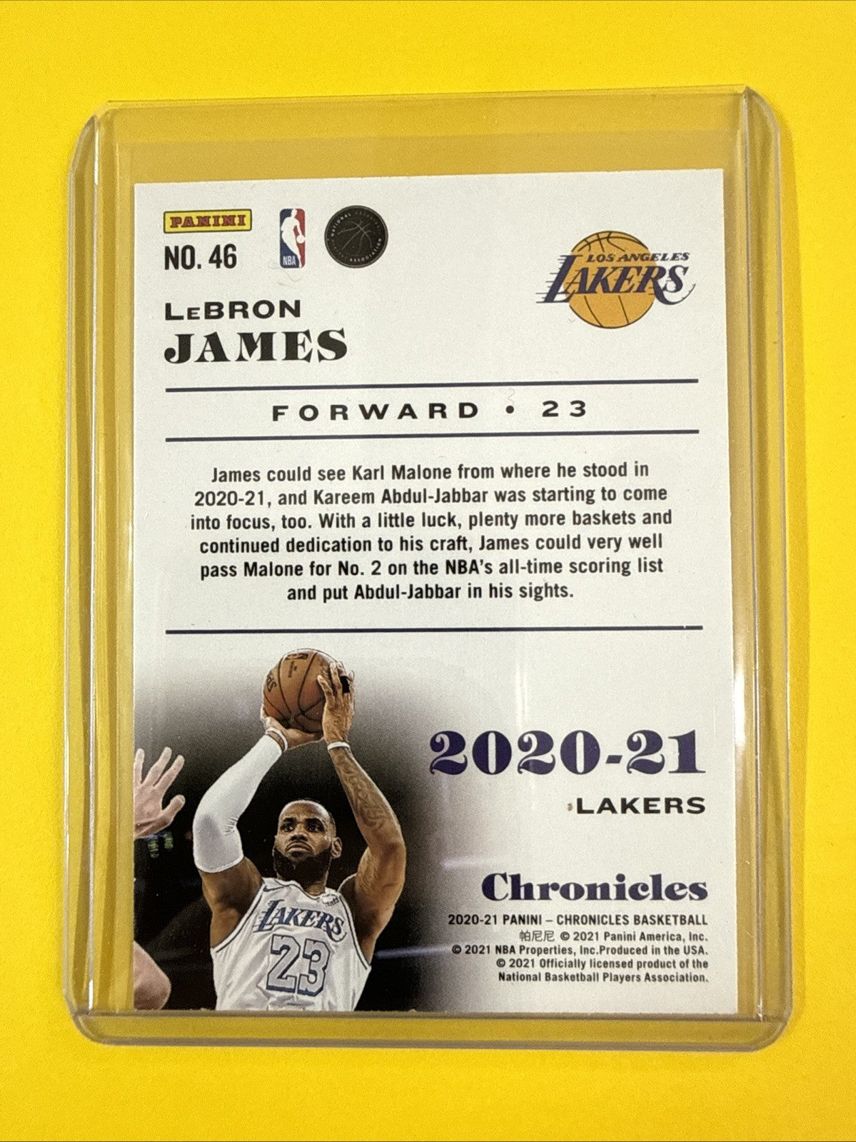 LeBron James 2020/21 NBA Card - back