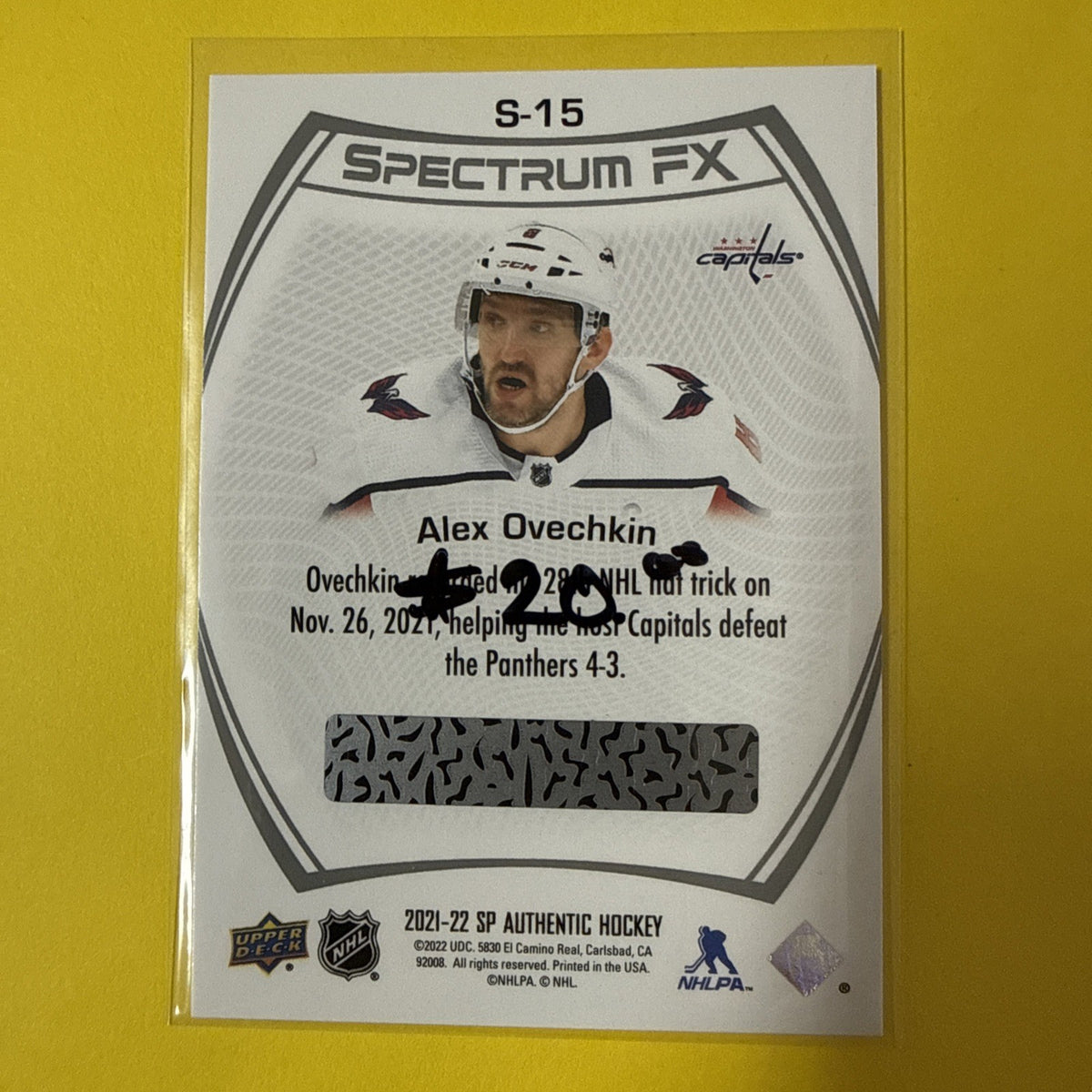 Alexander Ovechkin 2021 Card - back