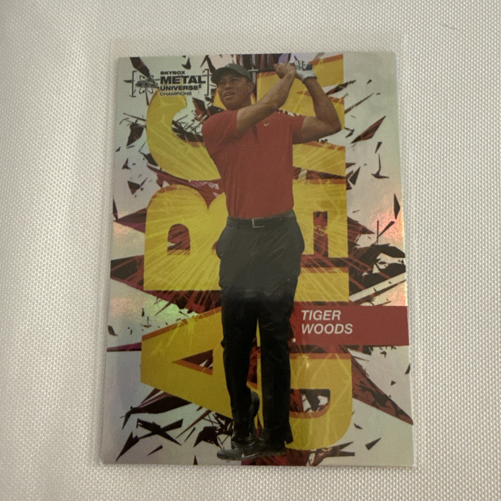 Tiger Woods 2021 Metal Universe Skybox Card - front