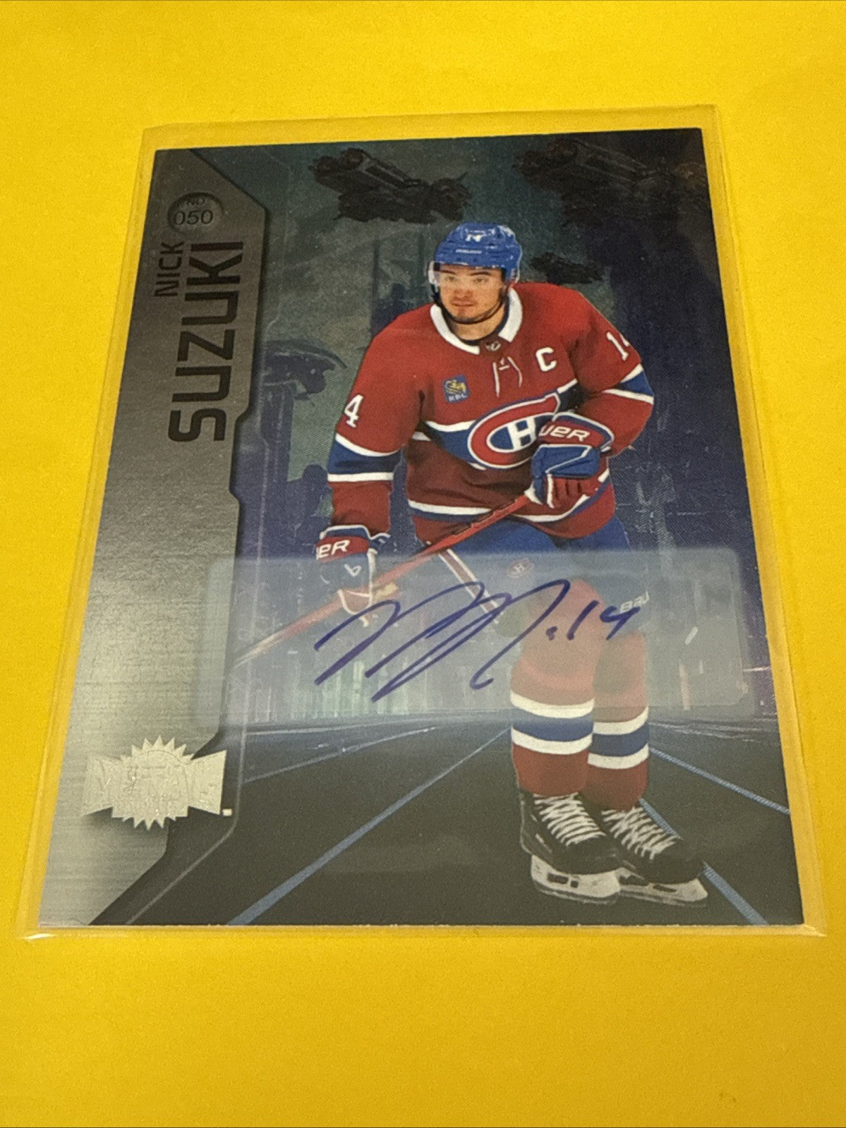 Nick Suzuki 2023/24 Metal Universe Hockey Card Autographed - front