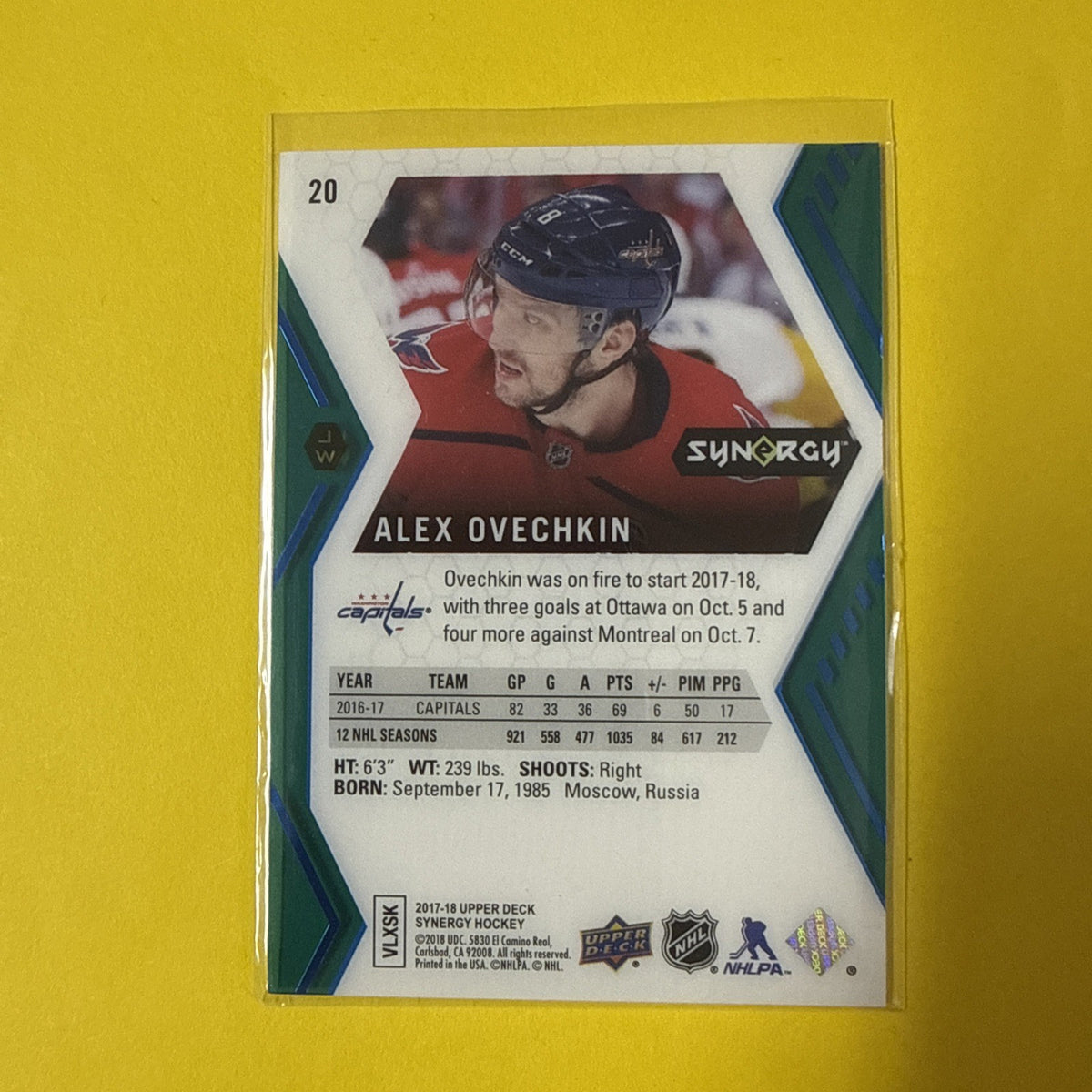 Alexander Ovechkin 2017 Card - back