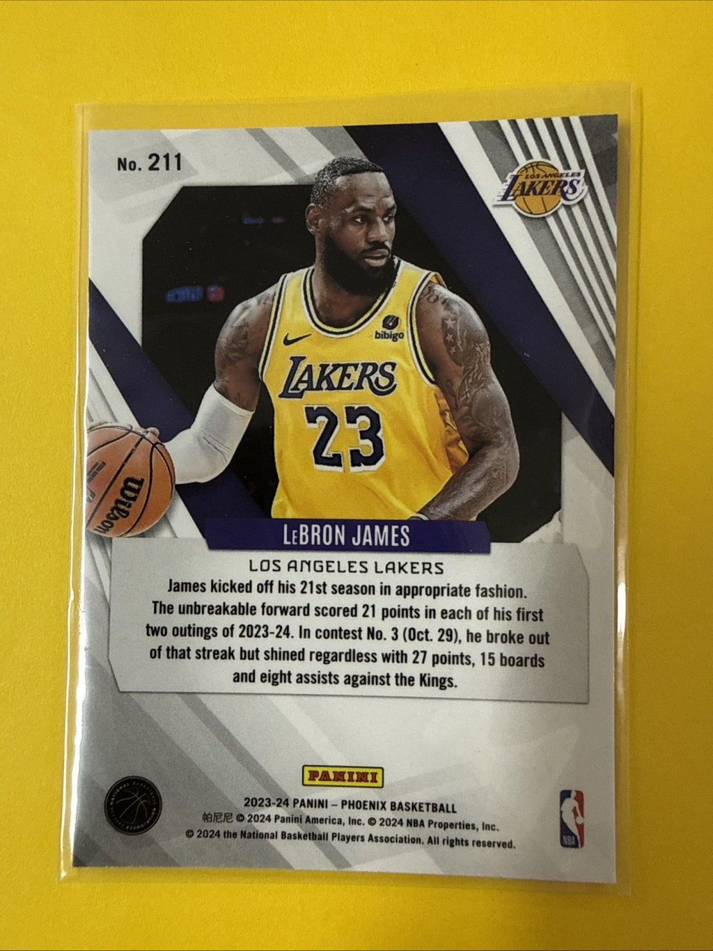 LeBron James 2023/24 Panini Phoenix Card - back
