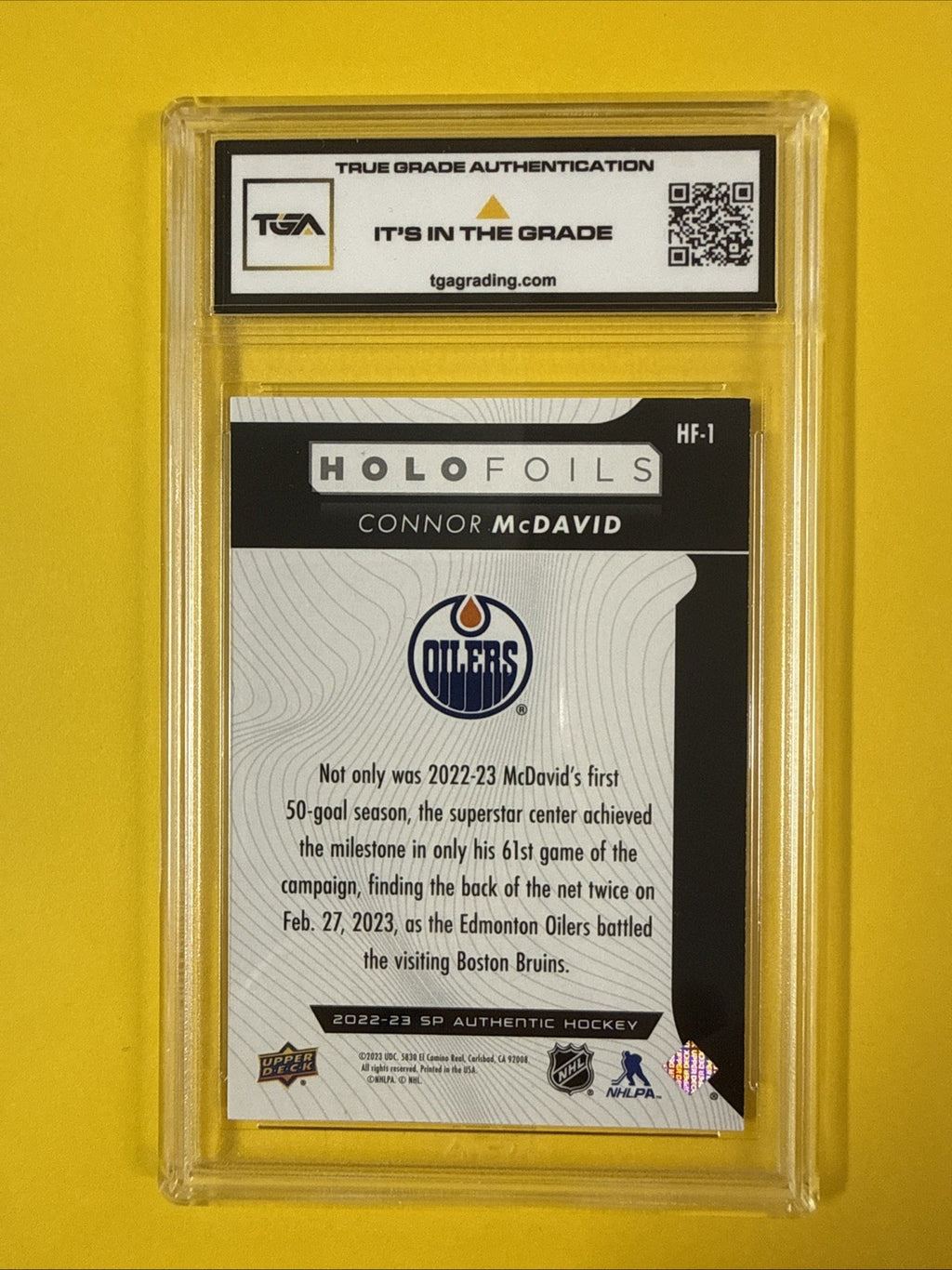 Connor McDavid 2022 SP Authentic So Holofoils Card Graded 7.5 - back