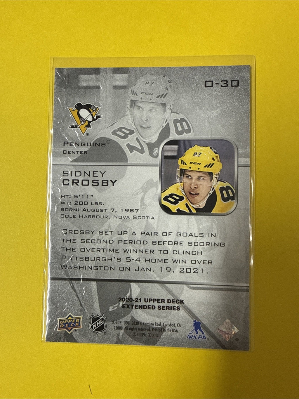 Sidney Crosby 2020/21 Cards - back